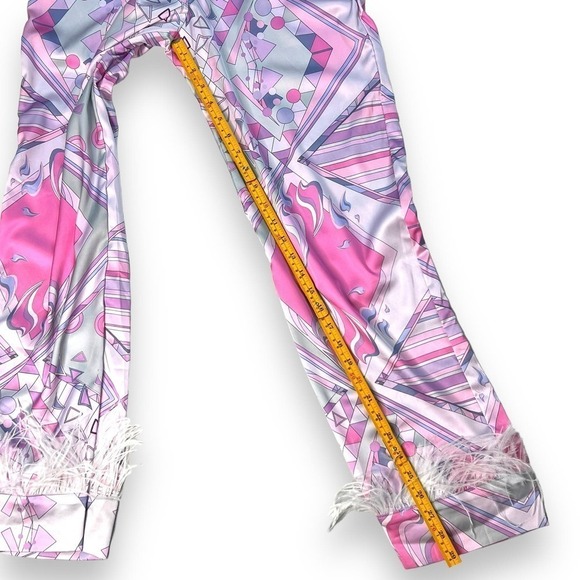 Oceanus Swimwear Womans Sz Small Pants Silky w Ostrich Feather Trim New - Picture 8 of 16